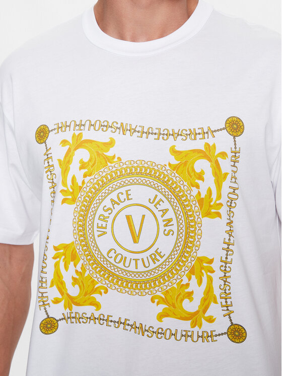 Versace Jeans Couture Versace Jeans Couture Marškinėliai 75GAHF07 Balta Regular Fit