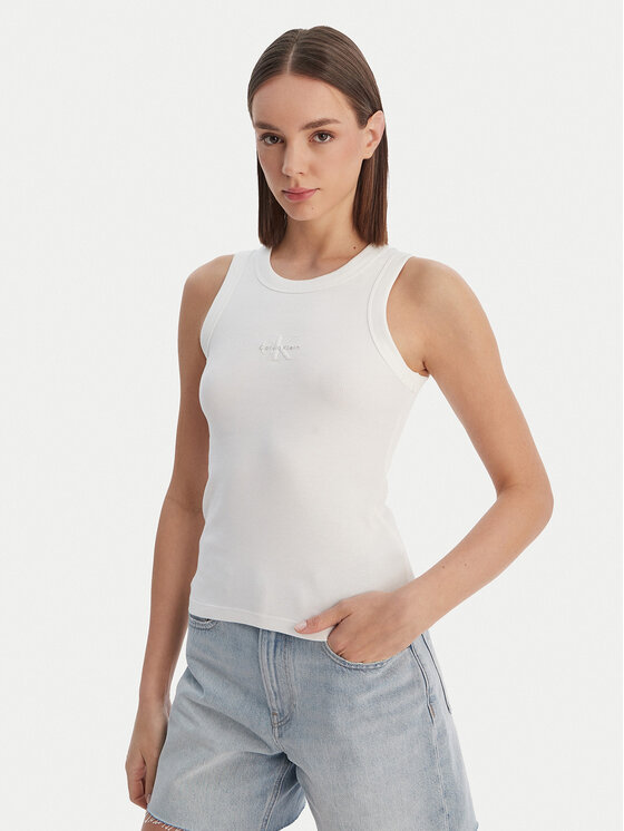 Calvin Klein Jeans Top LV047E200G Alb Slim Fit