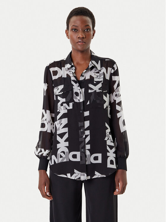 DKNY DKNY Πουκάμισο P4RA6FXZ Μαύρο Regular Fit