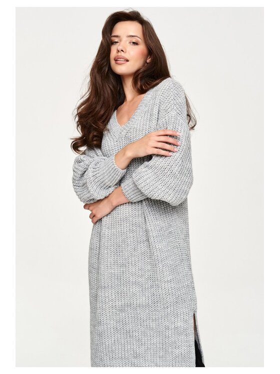 Makadamia Makadamia Sweter S177 Szary Loose Fit
