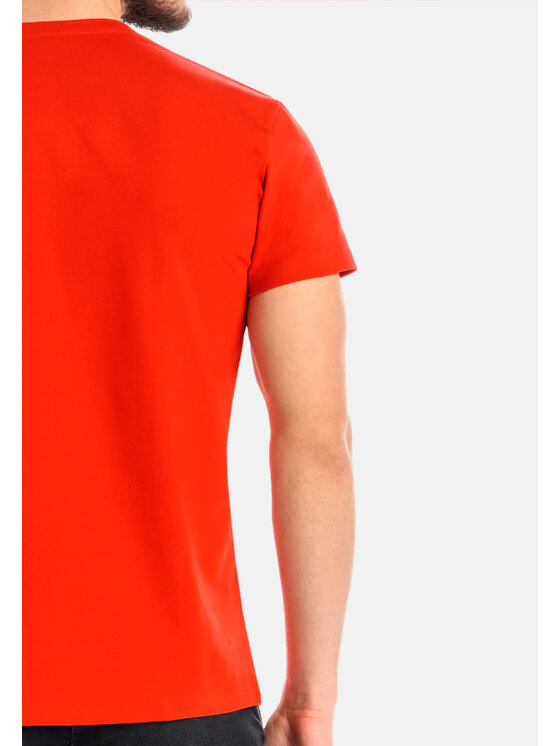 Teyli Teyli T-Shirt męski bawełniany Dany Czerwony Classic Fit