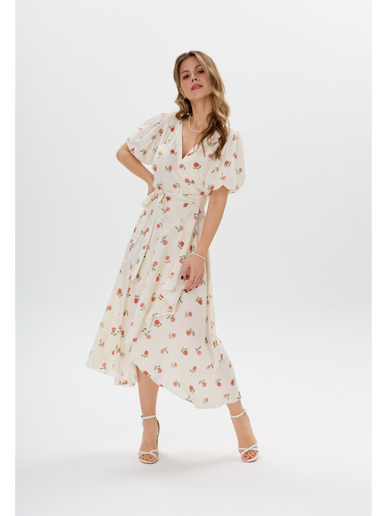 Mirons Mirons Sukienka koktajlowa print Biały Regular Fit
