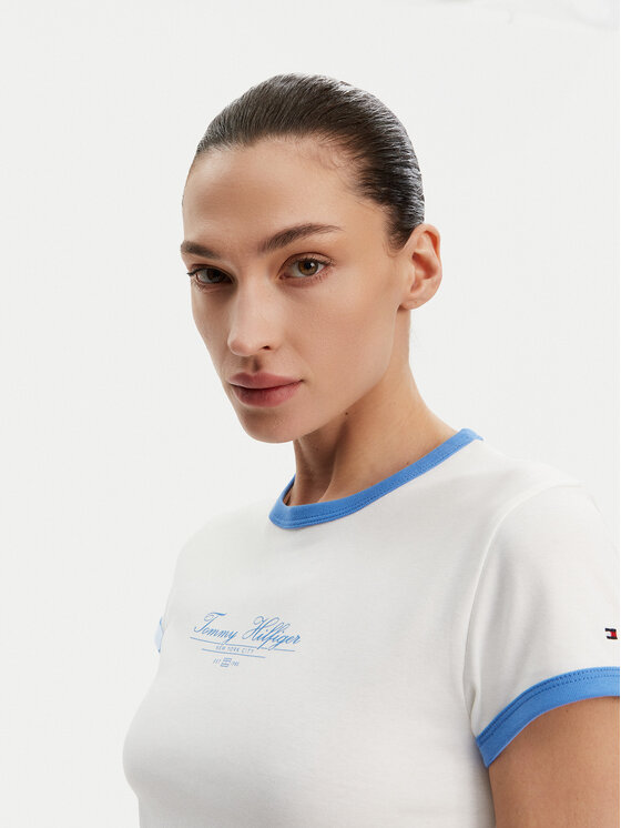 Tommy Hilfiger Tommy Hilfiger Marškinėliai WW0WW44581 Écru Slim Fit