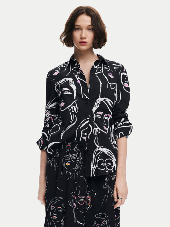 Desigual Desigual Camicia Faces 24WWCW34 Nero Regular Fit