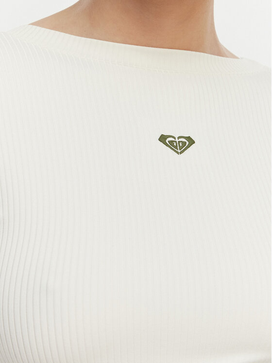 Roxy Roxy Pikkade varrukatega T-särk ERJKT04364 Valge Slim Fit