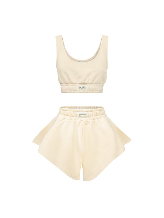 MissDenim MissDenim Komplet top i spodenki Flippy Set Beżowy Basic Fit