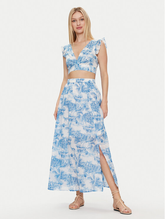 Iconique Iconique Spódnica maxi Lily IC24-053 Niebieski Regular Fit