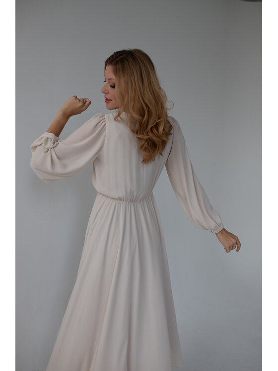 Entelier Entelier Sukienka wieczorowa maxi Beżowy Comfortable Fit