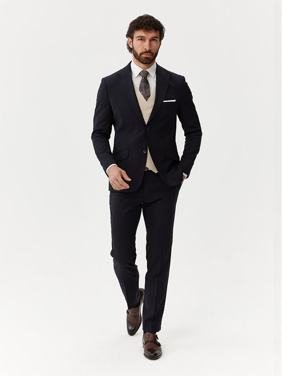 Evenemen Evenemen Garnitur Pelle Granatowy Slim Fit