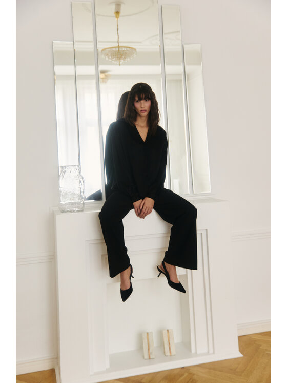 Entelier Entelier Koszula elegancka Czarny Relaxed Fit