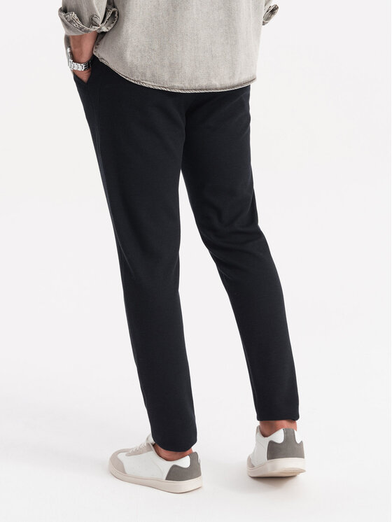 Ombre Ombre Kalhoty z materiálu OM-PACP-0116 Černá Regular Fit