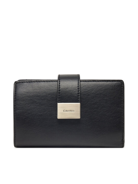 Calvin Klein Damen Geldbörse Hardware Snap Medium Bifold K60K612961 Schwarz, Größe 00