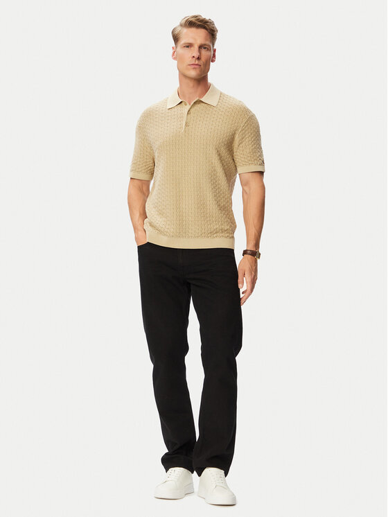Tommy Hilfiger Tommy Hilfiger Тениска с яка и копчета MW0MW43246 Бежов Regular Fit
