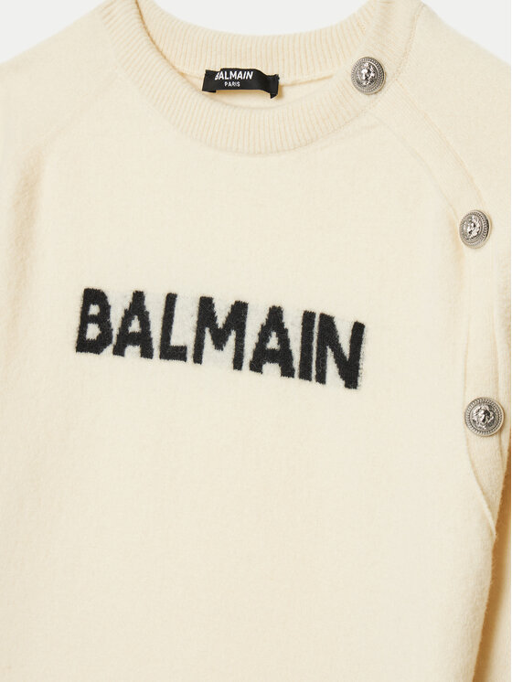Balmain Balmain Sweter BV9B00-Z2409 Écru Regular Fit