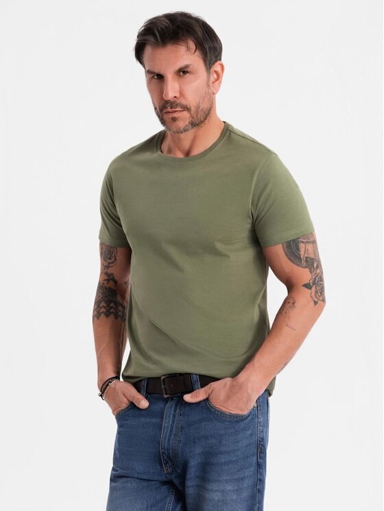 Ombre Ombre T-Shirt OM-TSBS-0236 Khaki Regular Fit