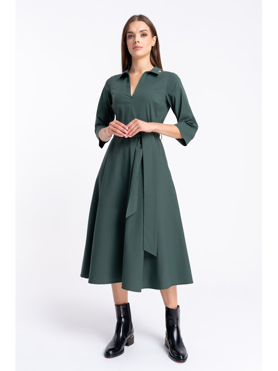 CLICK CLICK Každodenní šaty 60-6156 Zelená Regular Fit