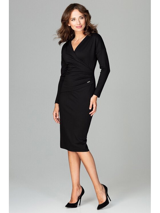 Lenitif Lenitif Šaty K477 Čierna Slim Fit