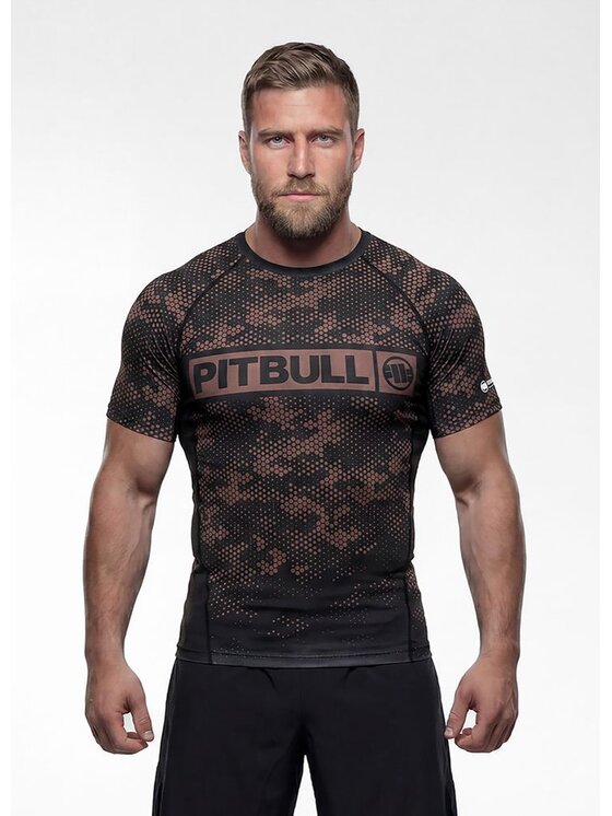 PITBULL PITBULL Koszulka techniczna HEX CAMO HILLTOP Beżowy Regular Fit
