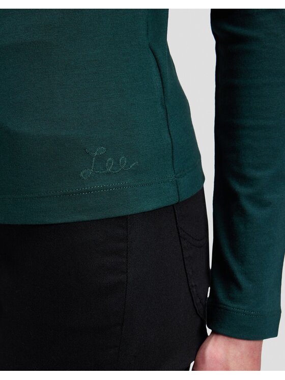 Lee Lee Sweter LS TURTLE NECK Zielony Slim Fit