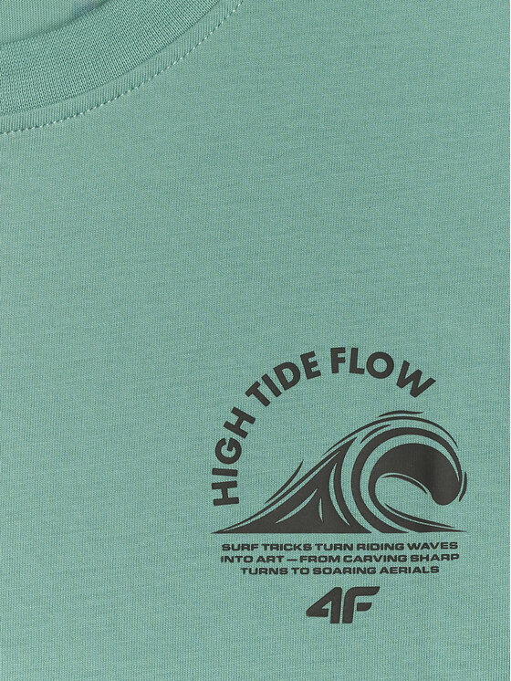 4F 4F T-Shirt CATCH THE WAVE Turkusowy Relaxed Fit