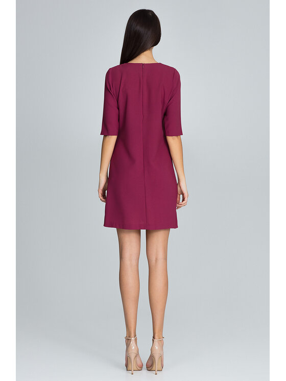 FIGL FIGL Sukienka M618 Bordowy Regular Fit