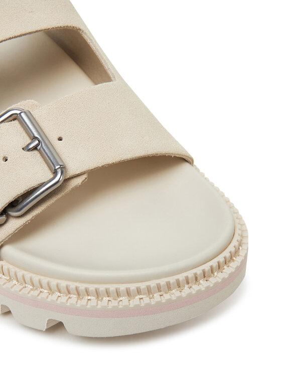 Tommy Jeans Tommy Jeans Şlapi Double Strap Sandal Suede EN0EN02797 Écru