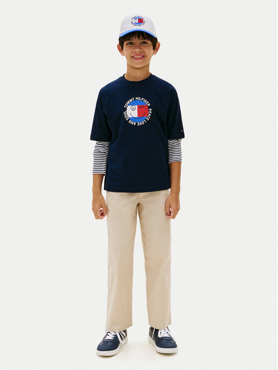 Tommy Hilfiger Tommy Hilfiger Tricou Smiley Flag KB0KB10269 Bleumarin Regular Fit