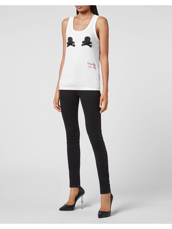 PHILIPP PLEIN PHILIPP PLEIN Tank top 5341 Biela Skin Tight Fit
