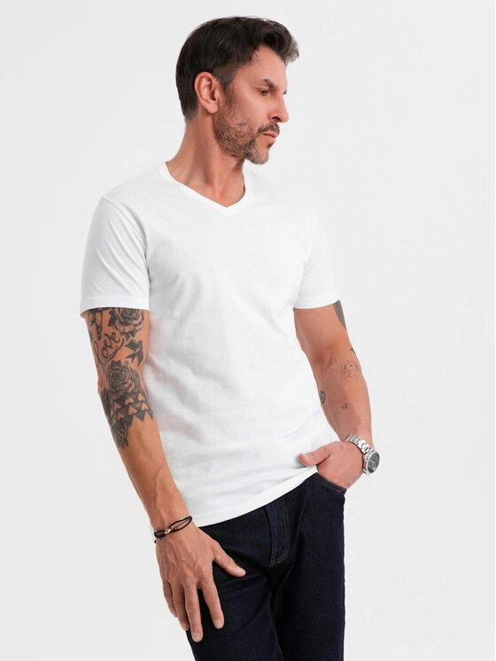 Ombre Ombre T-Shirt OM-TSBS-0237 Biały Regular Fit