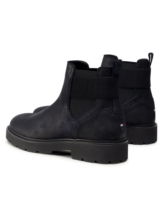 Tommy Hilfiger Tommy Hilfiger Боти тип челси Elastic Hilfiger Suede Chelsea FM0FM03106 Тъмносин
