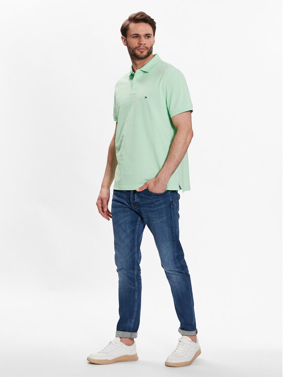 Tommy Hilfiger Tommy Hilfiger Тениска с яка и копчета 1985 MW0MW17770 Зелен Regular Fit