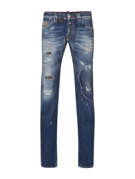 PHILIPP PLEIN PHILIPP PLEIN Džínsy 30774 Modrá Straight Fit