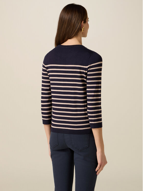 Oltre Oltre Sweter M048J005350N0Z4 Niebieski Slim Fit