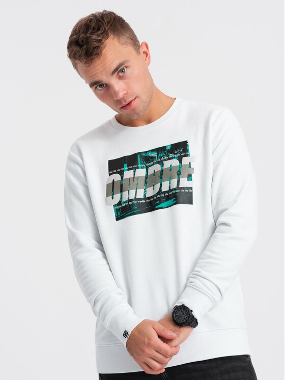 Ombre Ombre Mikina OM-SSPS-0156 Bílá Regular Fit