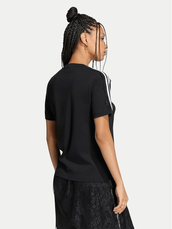 adidas adidas T-Shirt Lace 3 Stripes LG4263 Czarny Regular Fit