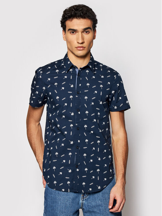 Camicia M1GH21 W8BX1 Blu scuro Slim Fit