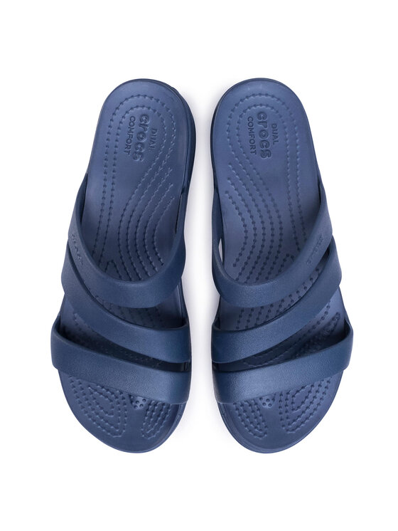 Crocs Pantoletten Monterey Strappy Wedge W 206304 Dunkelblau Modivo