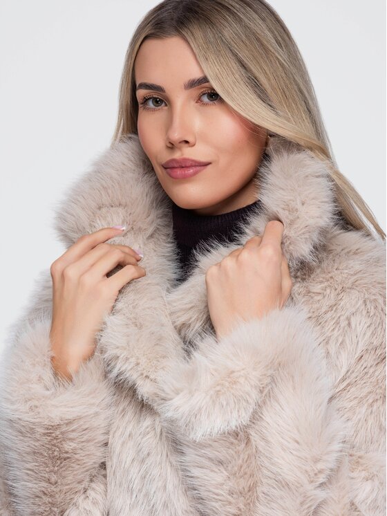 Ombre Ombre Futro OW-FR-E0002 Beżowy Relaxed Fit