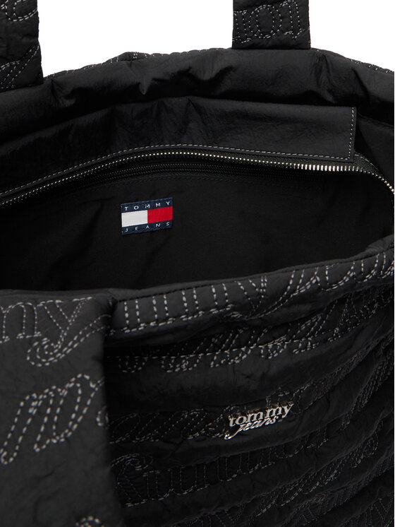 Tommy Jeans Tommy Jeans Geantă Tjw Icon Nylon Tote Aop AW0AW18649 Negru