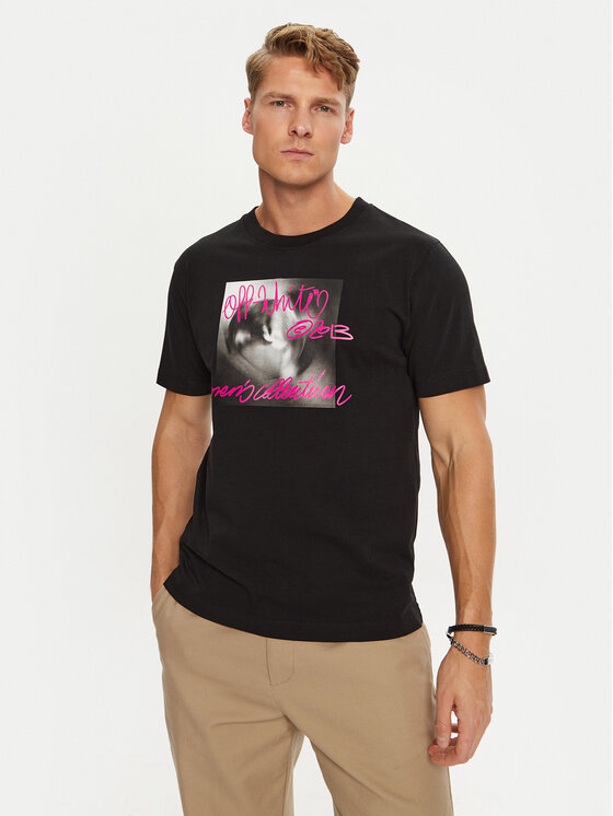 Off-White Męski T-Shirt, rozmiar 2XL, Czarny, OMAA027F22JER0141068