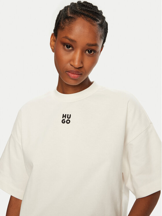 HUGO HUGO T-shirt Cropped Tee 50517790 Écru Relaxed Fit