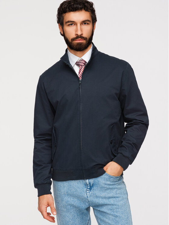 Ombre Ombre Kurtka przejściowa OM-JANP-0326 Granatowy Regular Fit