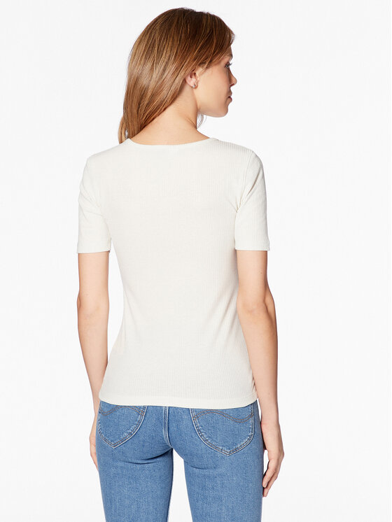 Lee Lee T-Shirt L44KIPNQ Beżowy Slim Fit