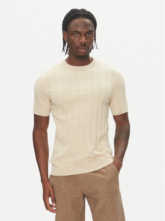 Lindbergh Lindbergh Marškinėliai 30-804064 Smėlio Relaxed Fit