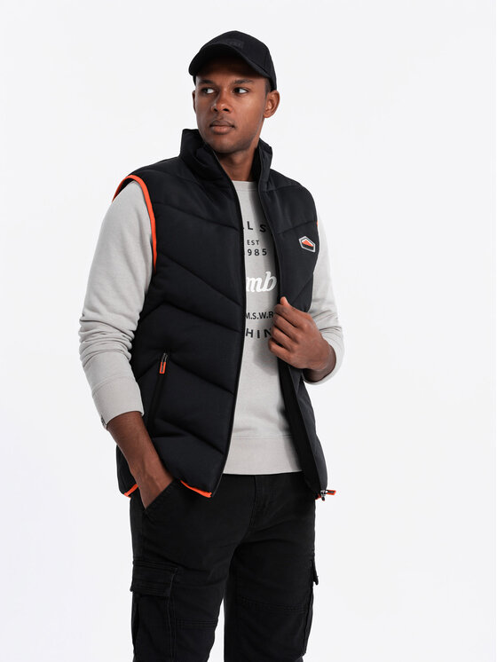 Ombre Ombre Kamizelka OM-JAVJ-0210 Czarny Regular Fit