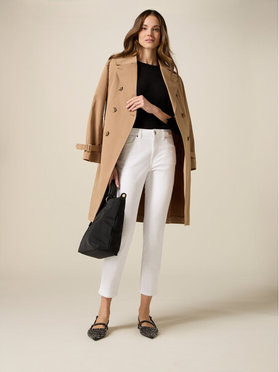 Oltre Oltre Pantaloni di tessuto P728R108903N011 Bianco Skin Fit