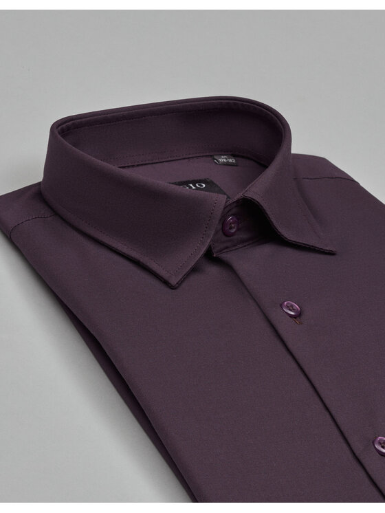 Borgio Borgio Koszula modigliana_00538 Fioletowy Slim Fit