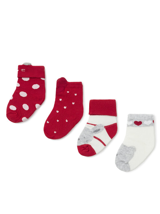 Mayoral Mayoral Set di 4 paia di calzini lunghi da bambini 9.658 Rosso Regular Fit