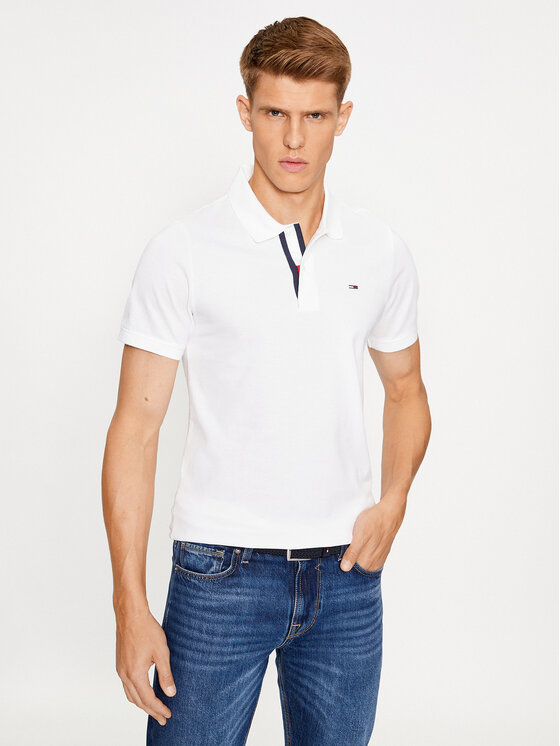 Tommy Jeans Polo Placket DM0DM15370 Balts Slim Fit