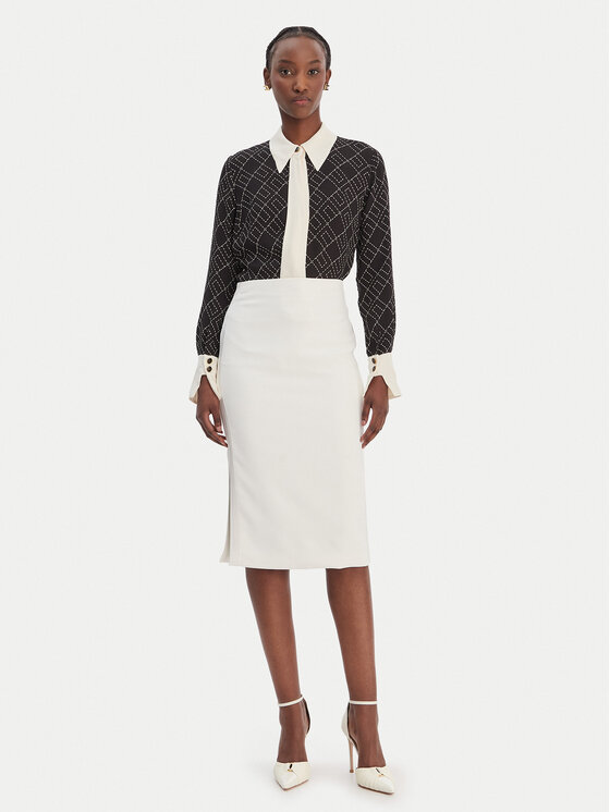 Elisabetta Franchi Elisabetta Franchi Tiesus sijonas GO-164-61E2-V250 Balta Regular Fit